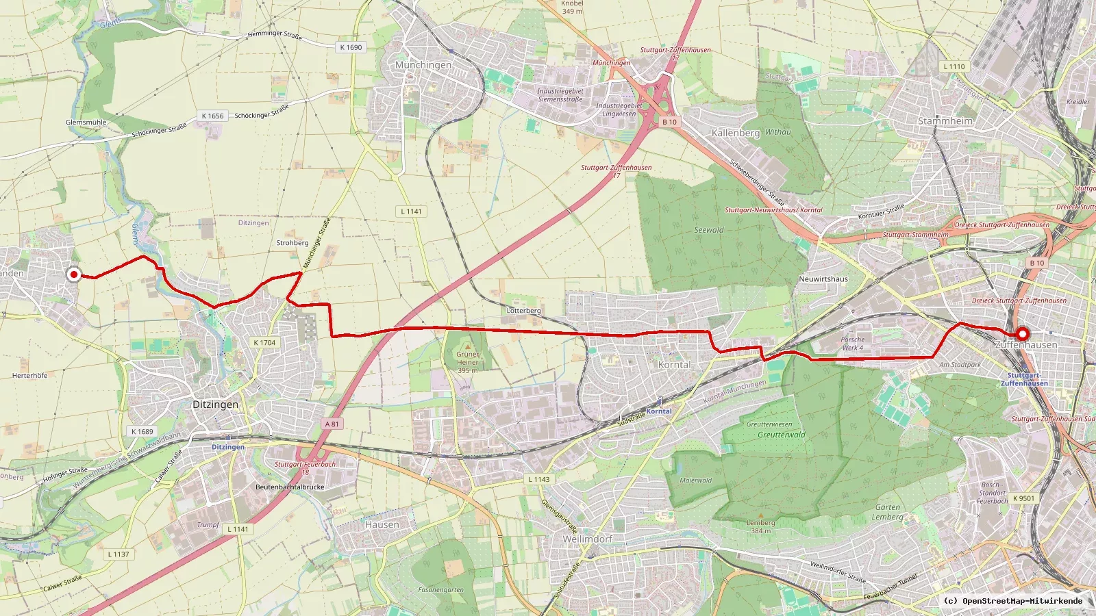 Streckenverlauf der Tour auf der Karte